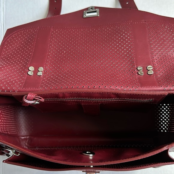 Proenza Schouler medium PS1 leather satchel bag in burgundy color - Picture 8 of 10